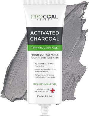 Charcoal Face Masks Skincare for Men and Women 70ml by  - Clay Mask Targets Clogged Pores, Impurities, Toxins & Excess Oil, 100% Recyclable Packaging, Cruelty-Free - Made in UK