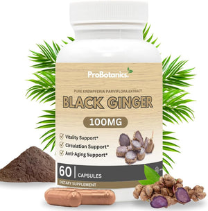 Pure Black Ginger Capsules - 60 Capsules | Kaempferia Parviflora Extract (Thai Ginseng) Supplement | Aids Physical Performance and Supports Libido, Anti-Aging and Vitality