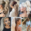 17" Clip in Hair Extensions Wrap around Ponytail Long Curly Wavy Hairpiece (17 inches, Sandy Blonde & Bleach Blonde)