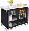 Folding Camping Storage Cupboard Portable Camping Kitchen Unit with Aluminium Frame, 1 double cupboard, Black, 100×50×80cm
