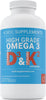 Omega 3 Fish Oil 1000mg with Vitamin D 4000iu and K2 100ug - 180 Capsules Supplements