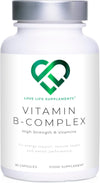 Vitamin B Complex High Strength | 90 Capsules - 90 Day Supply | All 9 B Vitamins B1-B2-B3-B5-B6-B7-B9-B10-B12, Inositol and Choline | Completely Clean - No Fillers |