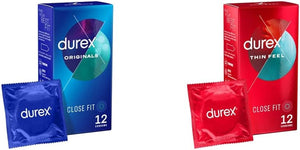 Originals Close Fit Condoms for Comfort and Confidence, Pack of 12 & Thin Feel Close Fit Condoms