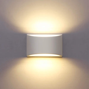 LED Wall Lights Indoor Modern White Plaster Wall Wash Lights 7W Warm White LED Sconce Up and Down Wall Lamp for Living Room, Bedroom, Hallway (G9 LED Bulb Include)