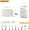 Wall Light with Switch, E27 ES Wall Wash Reading Lamp with White Semi-Circle Fabric Shade, Bedside Wall Sconce for Bedroom, Living Room, Hallway, Hotel