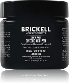 Brickell Men's Smooth Finish Glycolic Acid Peel For Men, Natural and Organic, Anti-Aging Peel for Wrinkles, 59 mL, Scented