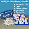 Mini Rummy Set,Travel Size Rummy Game with Durable Travel Canvas Bag, Classical Rummy Cube Game for Adult and Kids,106 Tiles, 4 Playing Rack, 1 Dice (2-4 Players)