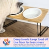 2 Ceramic Cat Kitten Bowls with Sturdy Stand for Cat Food, Kibbles or Water. Raised Tilted Feeding Bowls 15cm Diameter Bowl