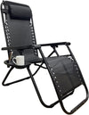 Zero Gravity Chair Heavy Duty Textoline Outdoor & Garden Sunloungers Reclining, Folding Chair, Relaxer Chairs with Cup Holder and Headrest Pillow (1, BLACK)
