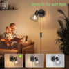 Plug in Wall Lights for Bedroom - Wall Light Plug in Wall Lamp with Switch and Cable - Wall Lighting Fixtures Rotatable Wall Sconce Lights E14 - Black Wall Light for Living Room 2 Packs No Bulb