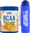 Bundle: BCAA Powder 450g + Lifestyle Water Bottle 1000ml | Branched Chain Amino Acids BCAAs Supplement, Intra Workout & Recovery (450g - 32 Servings) (Orange & Mango)