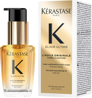 Kérastase Elixir Ultime Hair Oil, For all hair types, Nourishes Dull Hair, Strengthens and Protects Hair From Heat, With Argan and Camellia Oil, Suitable for Travel, L'Huile Originale, 30ml