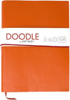 Indigo Doodle – Mandarin Orange Leather Sketchbook/Notebook – 175mm x 125mm - 164 Sides/82 Pages of 150gsm Cartridge Paper