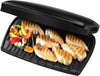 Large Electric Grill [Non stick, Healthy, Griddle, Toastie, Hot plate, Panini, BBQ, Energy saving, Vertical storage, Easy clean, Drip tray, Ready to cook light] Black, 2400W 23440