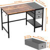 Computer Desk, Office Work Desk for Student and Worker, Writing Desk with Drawer and Headphone Hook, Laptop Table with Shelves, Modern Style Desks for Bedroom, Home, Office(100X50X75Cm)