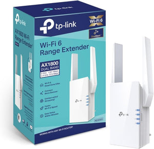 "Supercharge Your Wi-Fi Signal with the AX1800 Dual Band Wi-Fi 6 Range Extender - Boost Speed and Coverage with Gigabit Port, External Antennas, and Access Point Mode! (UK Plug, White)"