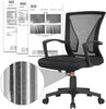 Adjustable Office Chair Ergonomic Mesh Swivel Computer Comfy Desk / Executive Work Chair with Arms and Height Adjustable for Students Study Black