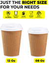 " Ripple Takeaway Paper Coffee Cups with Lids - 30 Cups, 12 OZ - Perfect for Enjoying Your Favorite Hot Drinks!"