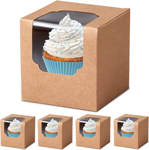 "Convenient and Stylish 60-Piece Cupcake Holder Set - Effortless Assembly, Individual Cardboard Boxes with Inserts and Windows - Perfect for Showcasing Your Delicious Creations!"