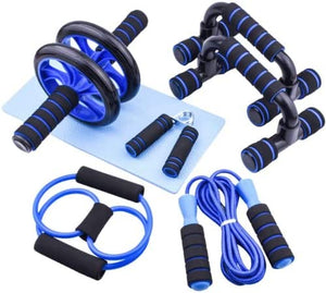 "Total Body Transformation Kit - The Ultimate 7-IN-1 Ab Roller Wheel Set for Home Gym - Includes Bonus Push-Up Bars, Resistance Band, Skipping Rope, Hand Grip, and Knee Pad - The Perfect Father's Day Gift for Fitness Fanatics"