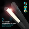 "Ultimate Frizz-Free Hair Straightener with Progloss Ion Shine, Infused with Keratin, Argan, and Coconut Oils, Adjustable Heat Settings - Get Sleek, Silky Hair!"