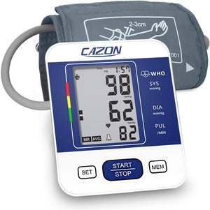 "Stay in Control: CE Approved Upper Arm Blood Pressure Monitor for Home Use - Accurate Heart Rate Monitoring, Hypertension Detection, and Easy-to-Read LCD Display (Blue)"