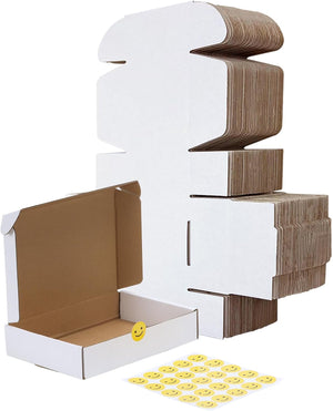 "Premium Pack of 25  Shipping Boxes - Durable White Corrugated Cardboard Boxes for Packing, Mailing, and Business Use"