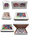 "Deluxe Windowed Cupcake Boxes - Perfectly Sized for Every Occasion - Holds 4 Cupcakes (Pack of 50)"