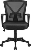 Office Desk Chair Executive Task Chair Mid-Back Computer Chair Ergonomic Swivel Mesh Chair with Armrest Adjustable Lumbar Support and Rolling Wheels for Study and Works, Light Grey