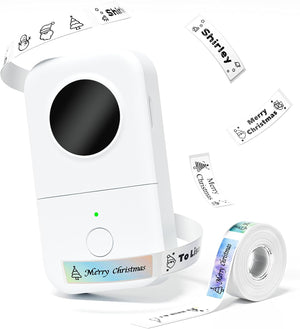 " D30 Label Maker Machine - The Ultimate Bluetooth Wireless Mini Label Printer for Home, Office, School, and Small Business - Includes 1 Roll of Labels - Portable and Stylish in White"