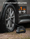 "Never Get Stranded Again: The Ultimate Road-Ready Tyre Inflator - Portable, Electric, Auto-Stop Car Tyre Pump with LED Light and Accessories for Effortless Tire Inflation"