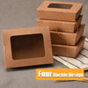 " 50-Piece Eco-Friendly Food Containers - Perfect for Takeaway Salads, Sandwiches, and More! Biodegradable Kraft Paper Box with Window, Oil and Water Proof, 500ml/17oz Capacity"