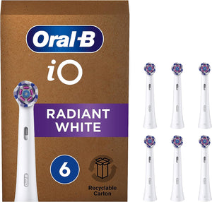 "Whiter Smiles Bundle:  Io Radiant White Electric Toothbrush Heads - Pack of 6 for Deeper Plaque Removal and Teeth Whitening"