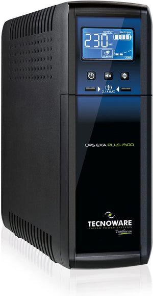 "Enhance Your Gaming Experience with Tecnoware EXA Plus 1500 UPS - Uninterruptible Power Supply for Ultimate Performance - Whisper-Quiet Operation - 8 IEC Outputs - Up to 30 Minutes of Autonomy - Power Your Gaming Setup with 1500 VA"
