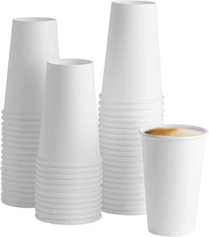 "Ultimate Comfort: 100 Pack of 16 Oz. White Paper Hot Cups - Perfect for Coffee Lovers!"