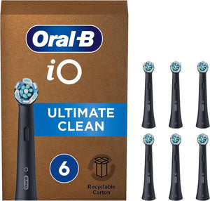 Ultimate Clean Electric Toothbrush Heads by : Twisted & Angled Bristles for Deeper Plaque Removal - Pack of 6, Black - Fits in Mailbox