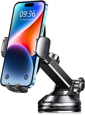 "Ultimate Car Phone Holder with Ultra Powerful Suction - Hands-Free, Case Friendly, and Single Hand Operation - Perfect for Windshield and Dashboard - Fits 4-7" Phones"
