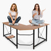 Modern L-Shaped Home Office Desk with Iron Hook, 66 Inch Sturdy Computer PC Laptop Table Corner Desk Workstation Larger Gaming Desk Easy to Assemble (Wood)