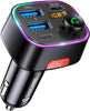 "Ultimate Bluetooth Car FM Transmitter: Dual USB, Hands-Free Calling, Music Player, Light Switch & Fast Car Charger - Sleek Black Design!"