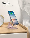 "Enhanced  Foldable Phone Stand - Sleek Rose Gold Desktop Holder for iPhone, Samsung Galaxy, Nintendo Switch, and More!"