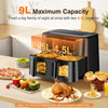 "9L XL Dual Air Fryer: 2 Drawers, 9-In-1 Cooking Presets, Touch Screen, Healthy Oil-Free Cooking & Smart Finish"