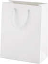 "50 Elegant White Matt Laminated Paper Bags with Rope Handles - Perfect for Gifting and Small Items!"