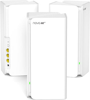 "Supercharge Your Home Network with Nova Mesh Wi-Fi 6E AXE5700 - Ultimate Coverage, Lightning-Fast Speeds, and Seamless Connectivity for Your Whole Home - Now with 8K, VR HD, and Cloud Gaming Support - Pack of 3"