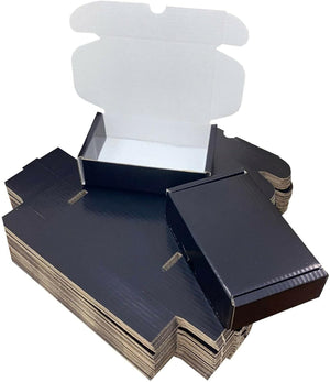 "Vibrant Assorted Colored Cardboard Boxes - Perfect for Shipping, Mailing, Storage, and Gifting - Includes Pink, Black, Light Blue, and Red - Size 10" x 7" x 3" - Pack of 50 Black Boxes"