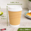 "Stay Hot and Stylish with  Insulated Ripple Wall Paper Cups for Tea and Coffee Takeaway Drinks (12Oz, 50 Cups + 50 Lids)"