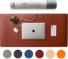 "Premium Tangerine Orange Leather Desk Mat: Organize Cables and Upgrade Your Home Office with this Non-Slip Extended Mouse Mat and Desk Pad Protector"