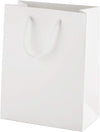 "Stylish and Elegant: Pack of 25 Small White Luxury Paper Bags with Rope Handles - Perfect for Any Occasion!"