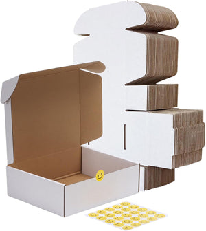 "Premium White Shipping Boxes Set of 25 - Perfect for Packing, Mailing, and Business Needs - Sturdy and Reliable 10X8X3 Corrugated Cardboard Boxes"