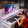 "Modern 48-Inch L-Shaped Gaming Desk with Reversible Storage Shelves and Monitor Stand - Ideal for Home Office and Gaming Setup in White Finish"