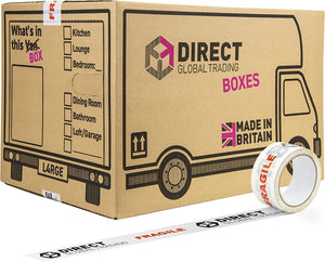 "Ultimate Moving Kit: 15 Durable Cardboard Boxes with Fragile Tape, Carry Handles, and Room List - Perfect for Hassle-Free House Packing and Storage!"